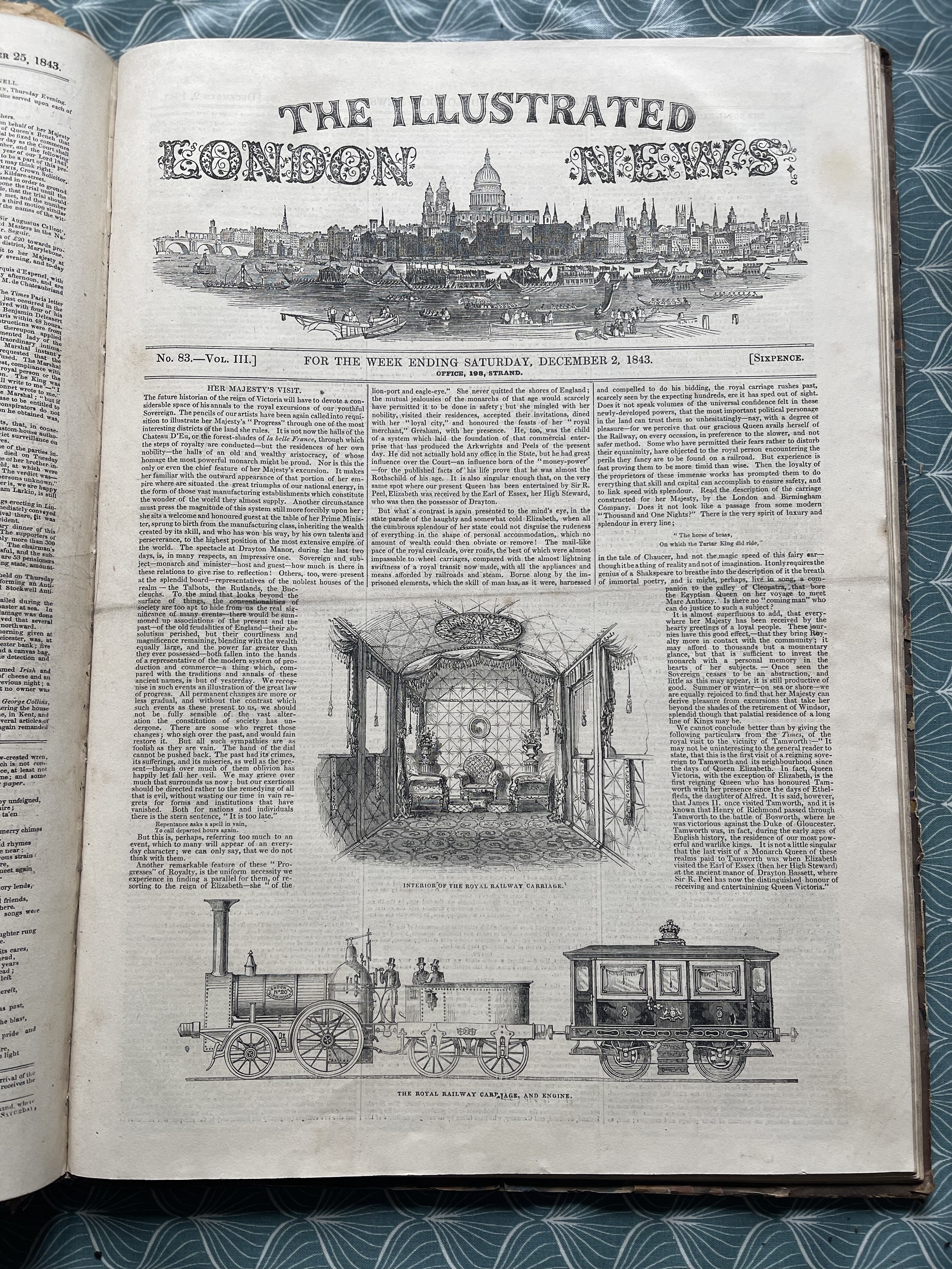 THE ILLUSTRATED LONDON NEWS Nos 61-87 Jul 1st - December 30th 1843.