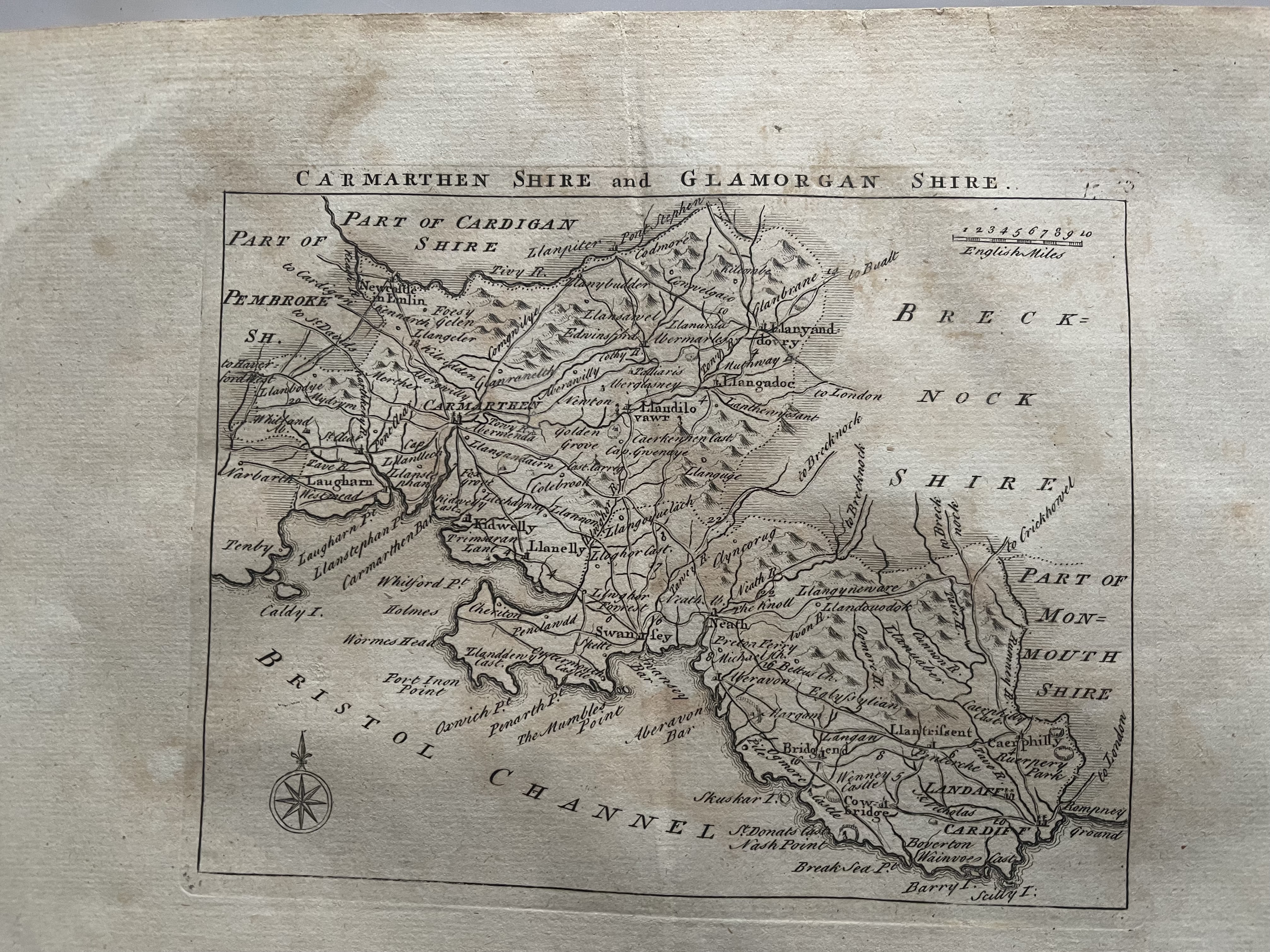 CARMARTHEN SHIRE AND GLAMORGAN SHIRE MAP