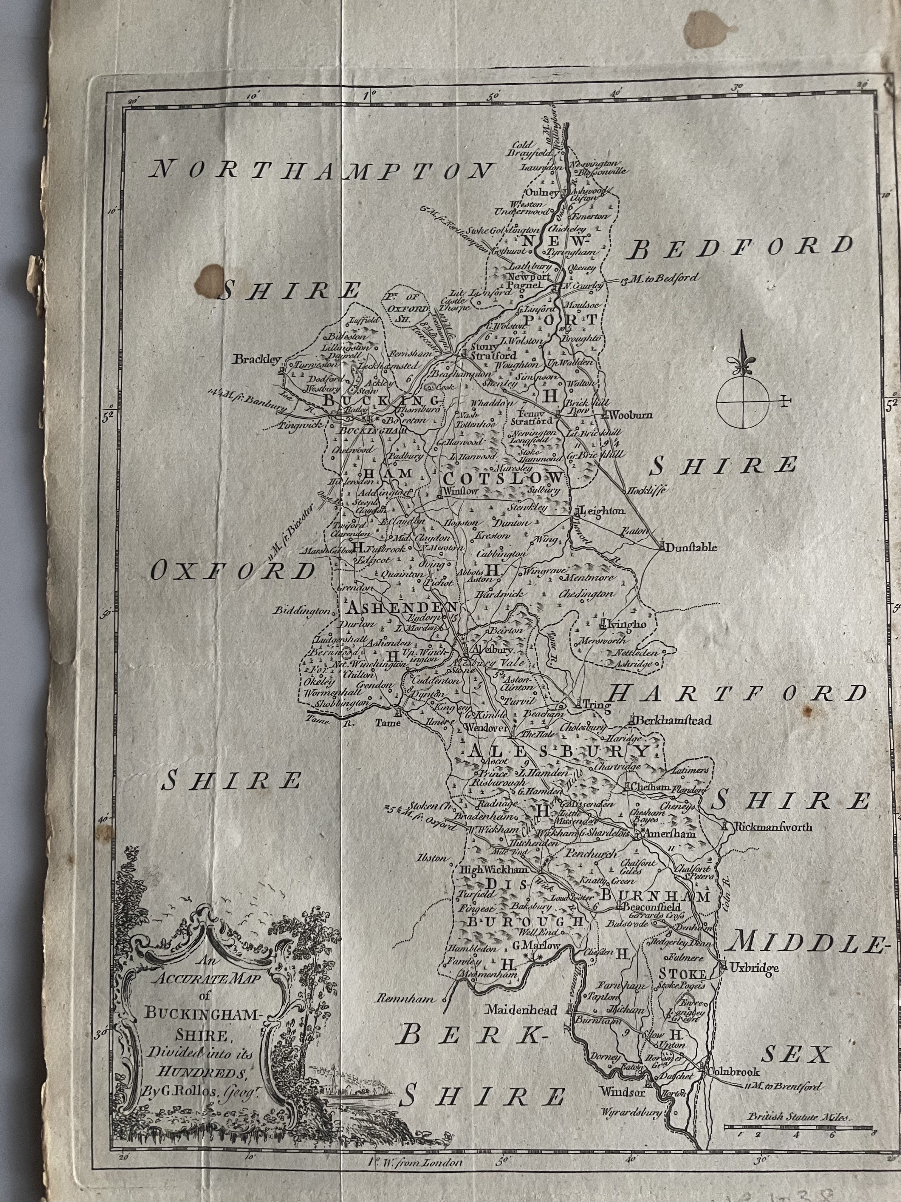 An Accurate Map of BUCKINGHAMSHIRE Divided Into Its Hundreds