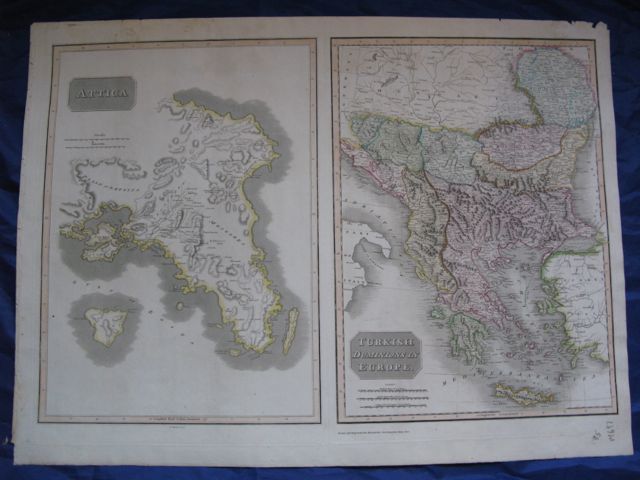 Image for Map of ATTICA (Greece) - TURKISH DOMINIONS in EUROPE- 2 maps on one sheet,